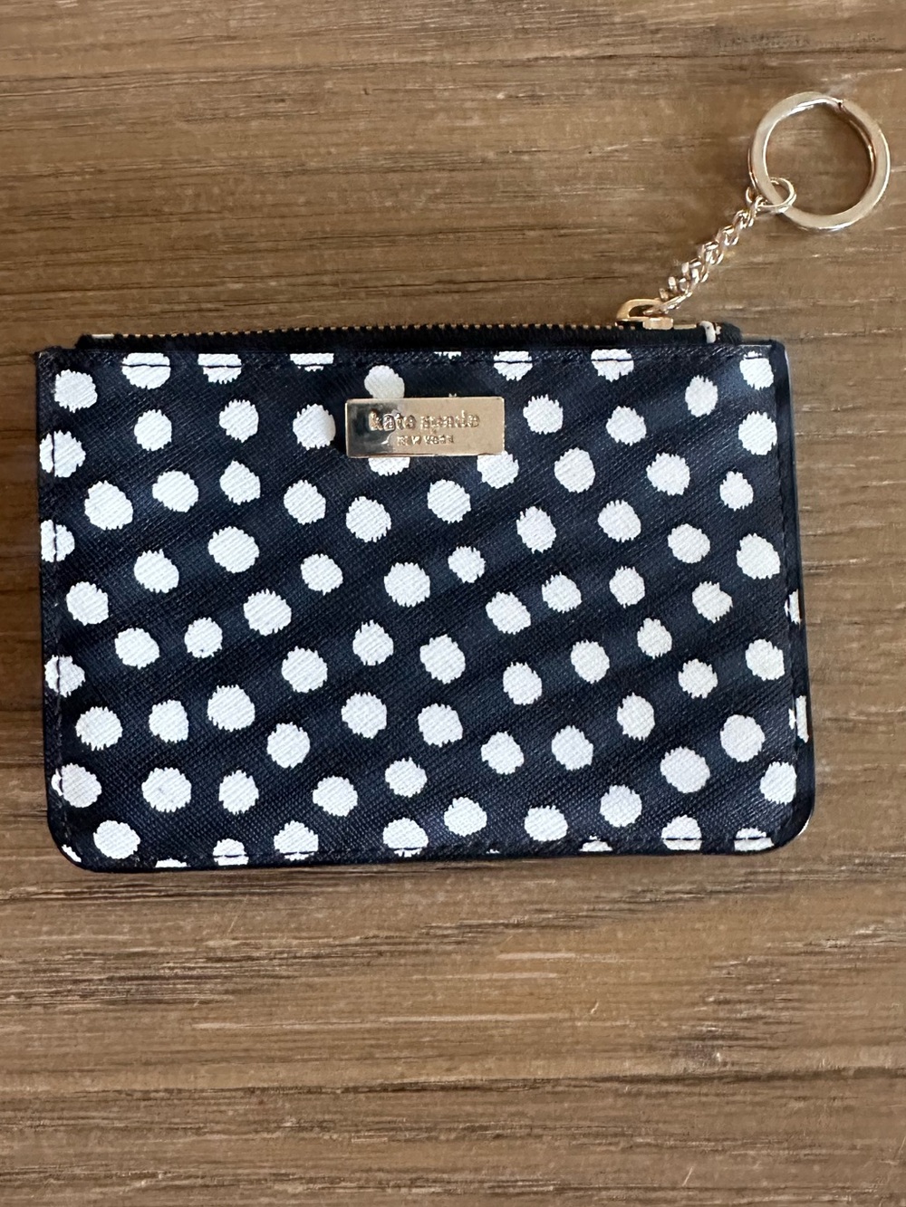 Kate Spade Black White Polka Dot Keychain Card Holder Wallet